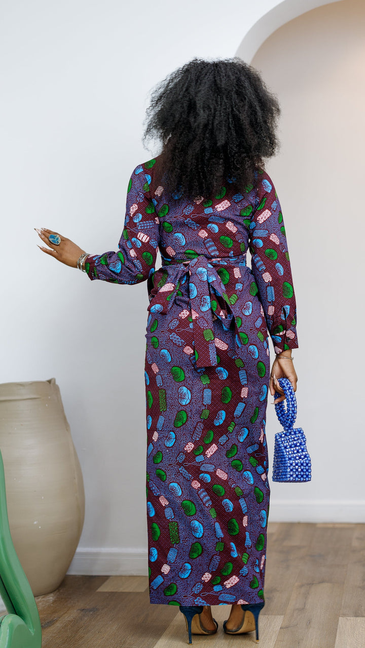 EMILY AFRICAN PRINT BUTTON MAXI DRESS [MULTICOLOR]----FINAL SALE