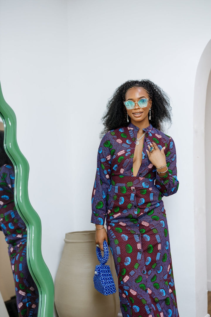EMILY AFRICAN PRINT BUTTON MAXI DRESS [MULTICOLOR] - Especially Yours