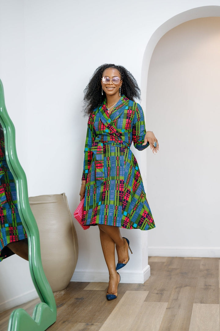 DERA AFRICAN PRINT WRAP MIDI DRESS - Especially Yours