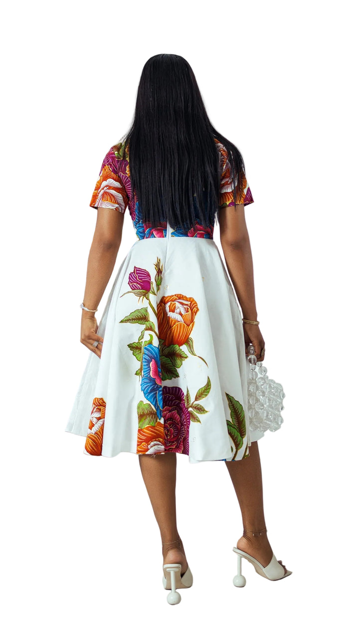 LOLADE AFRICAN PRINT FLORAL DRESS.