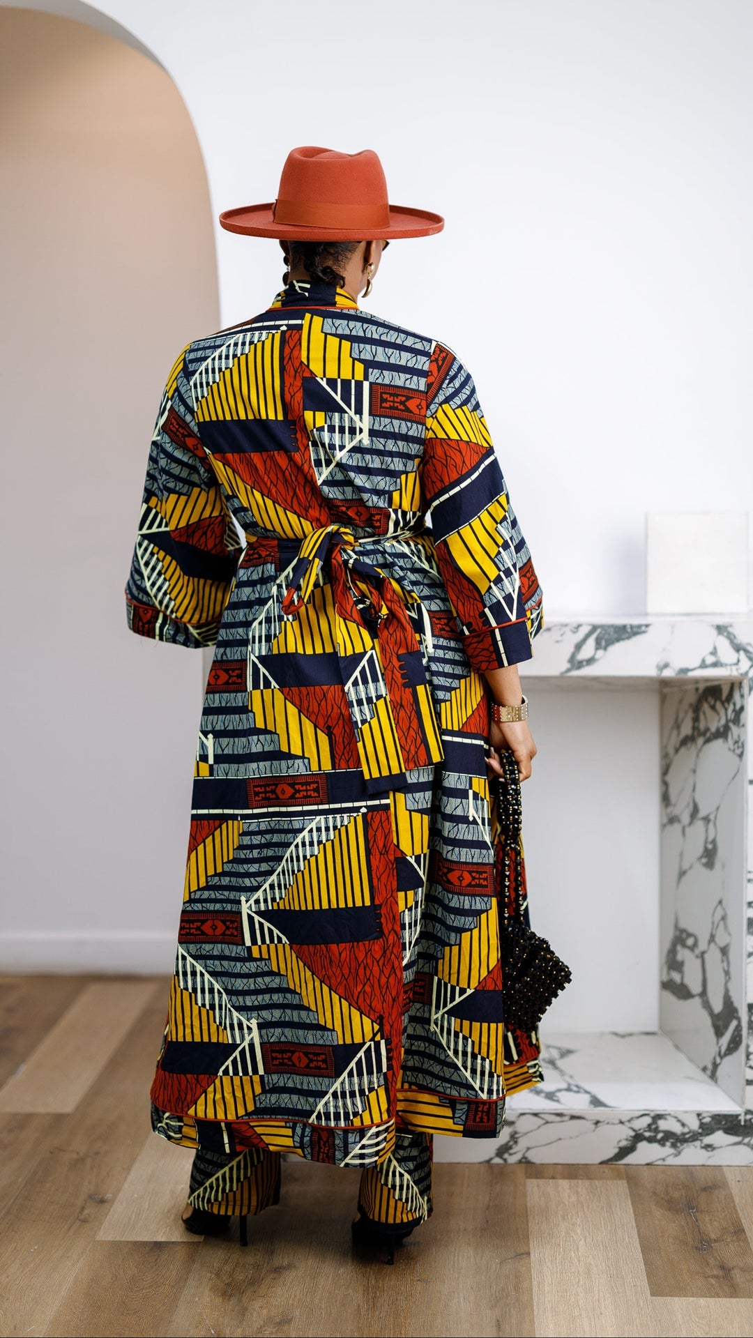 FADE AFRICAN PRINT MAXI KIMONO AND PANTS SET [MULTICOLOR]