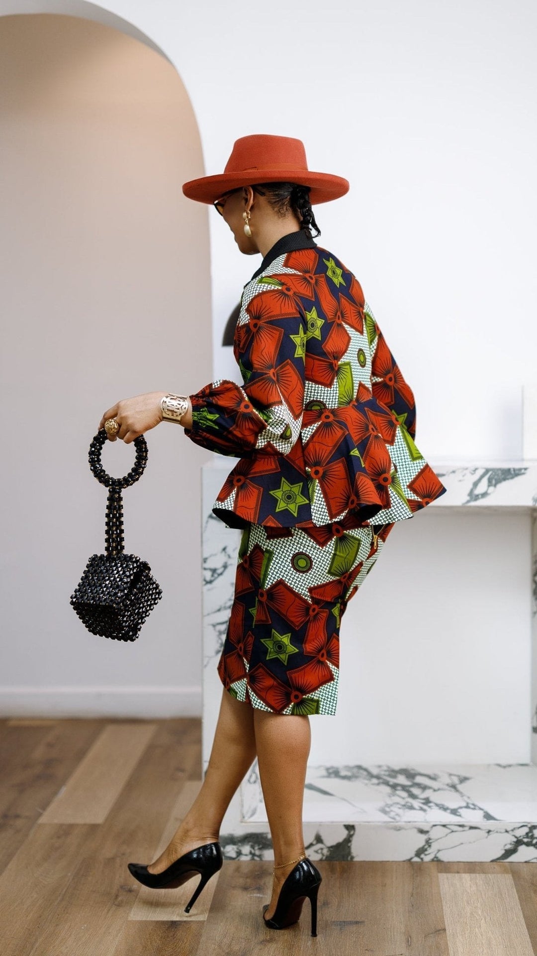 KANYIN AFRICAN PRINT ZIP-FRONT PEPLUM TOP AND SKIRT SET - Especially Yours