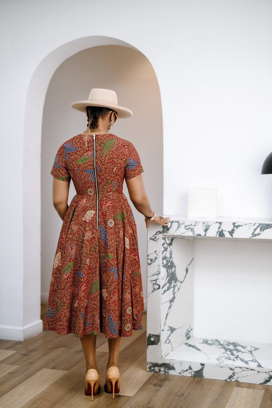 JAYE AFRICAN PRINT FIT-AND-FLARE MIDI DRESS - Especially Yours