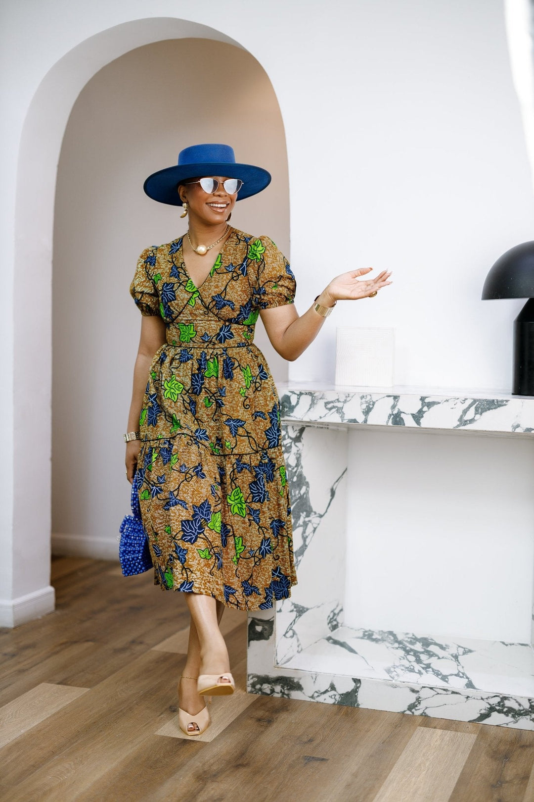AYO AFRICAN PRINT PUFF-SLEEVE TIERED MIDI DRESS - Especially Yours