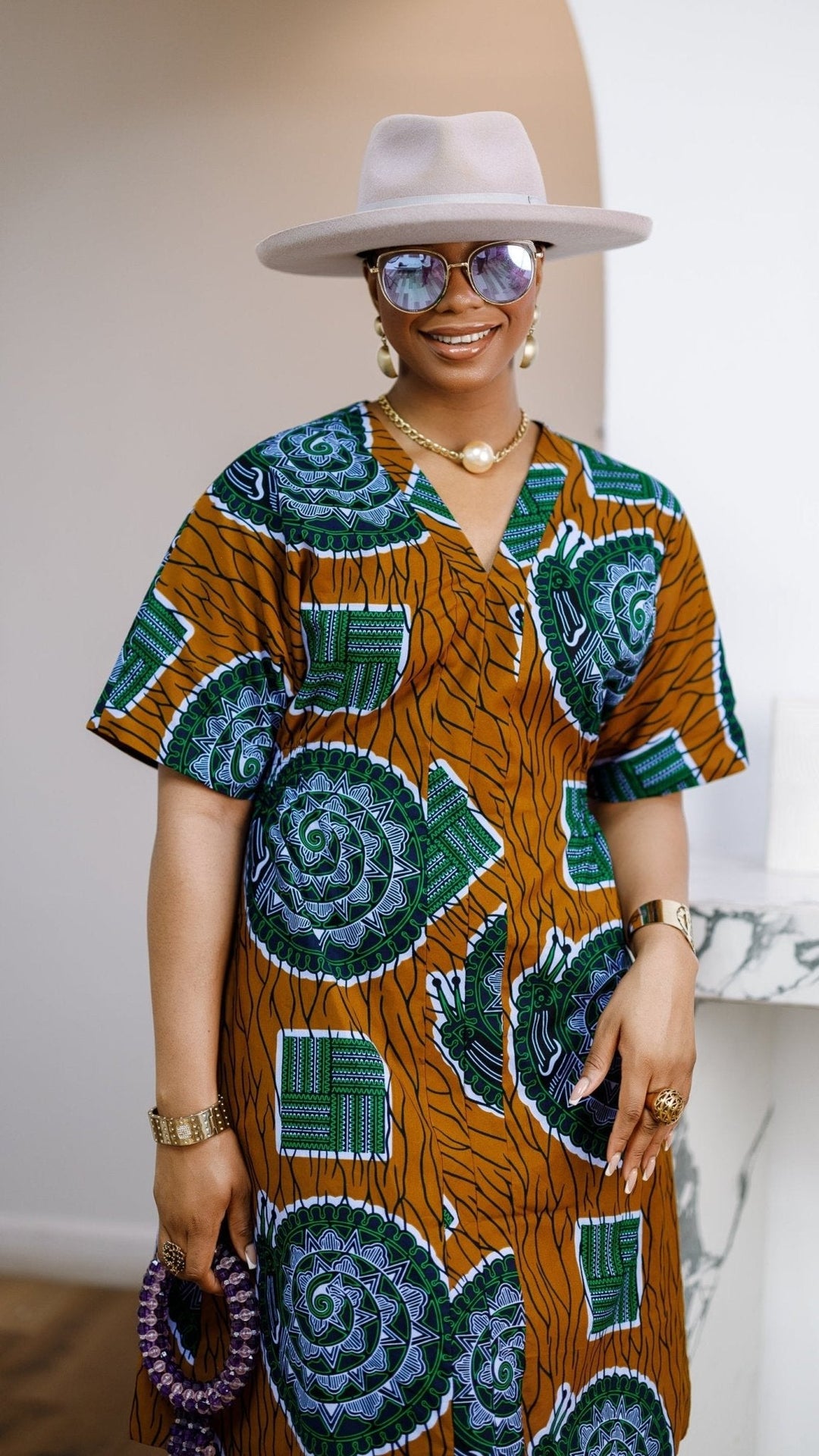 FIFI AFRICAN PRINT CINCHED-WAIST SHIFT DRESS [MULTICOLOR] - Especially Yours