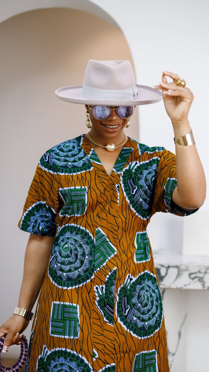 FIFI AFRICAN PRINT CINCHED-WAIST SHIFT DRESS [MULTICOLOR] - Especially Yours