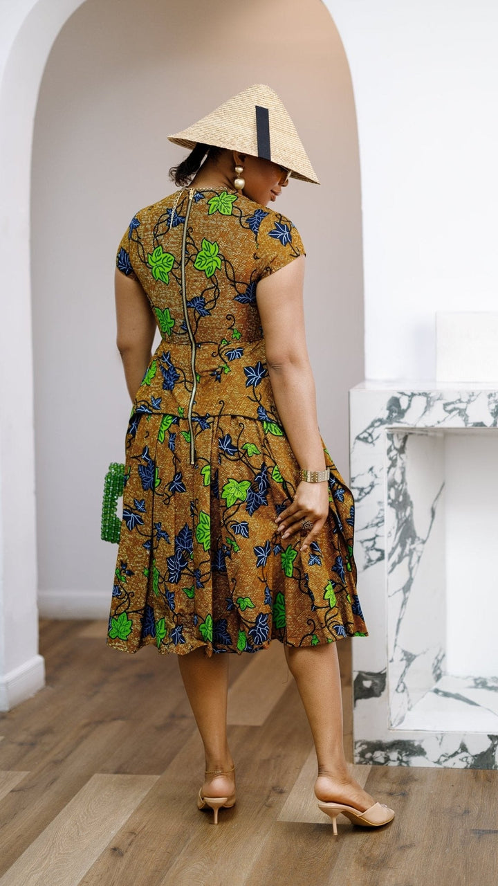 ADESEWA AFRICAN PRINT PEPLUM MIDI DRESS - Especially Yours