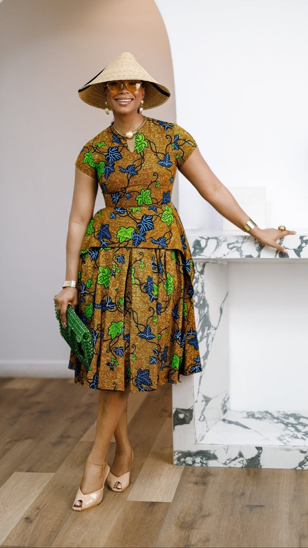 ADESEWA AFRICAN PRINT PEPLUM MIDI DRESS - Especially Yours