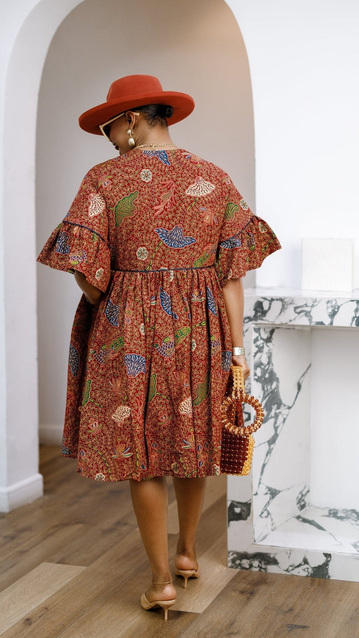 MILA AFRICAN PRINT FLOWY MIDI DRESS - Especially Yours