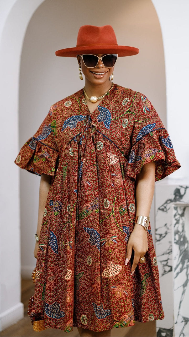 MILA AFRICAN PRINT FLOWY MIDI DRESS - Especially Yours