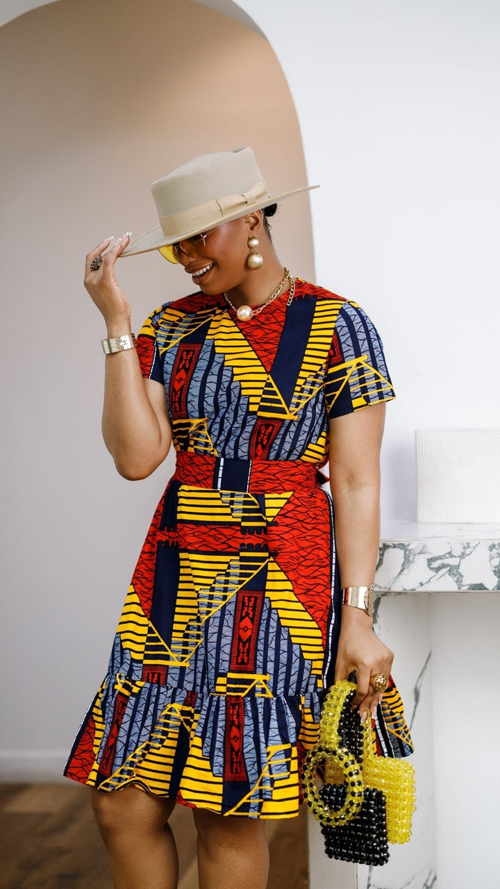 BIMI AFRICAN PRINT TIERED MIDI DRESS [MULTICOLOR] - Especially Yours