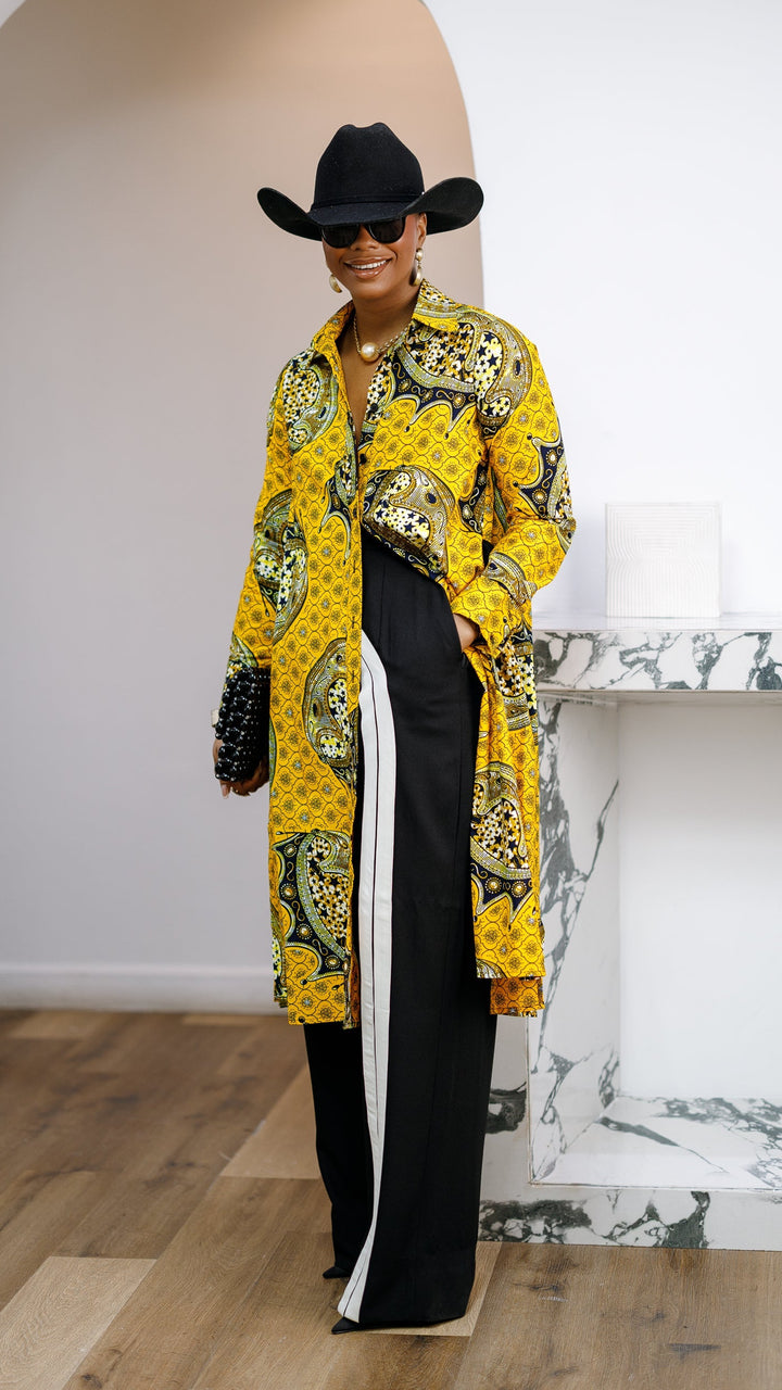 RHODA AFRICAN PRINT LONGLINE SHIRT