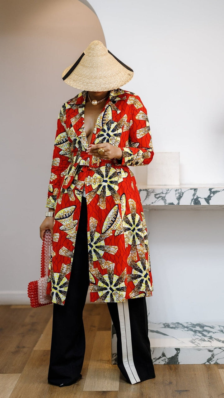 MORAYO AFRICAN PRINT TRENCH COAT DRESS [RED] - Especially Yours