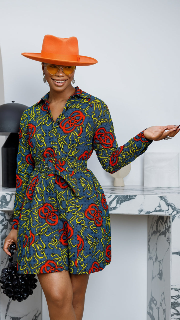 FAYO AFRICAN PRINT SHIRT DRESS----FINAL SALE
