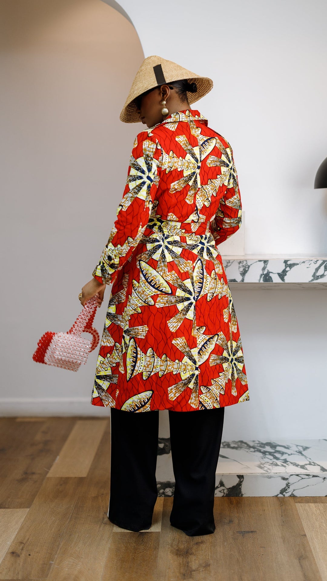 MORAYO AFRICAN PRINT TRENCH COAT DRESS [RED]