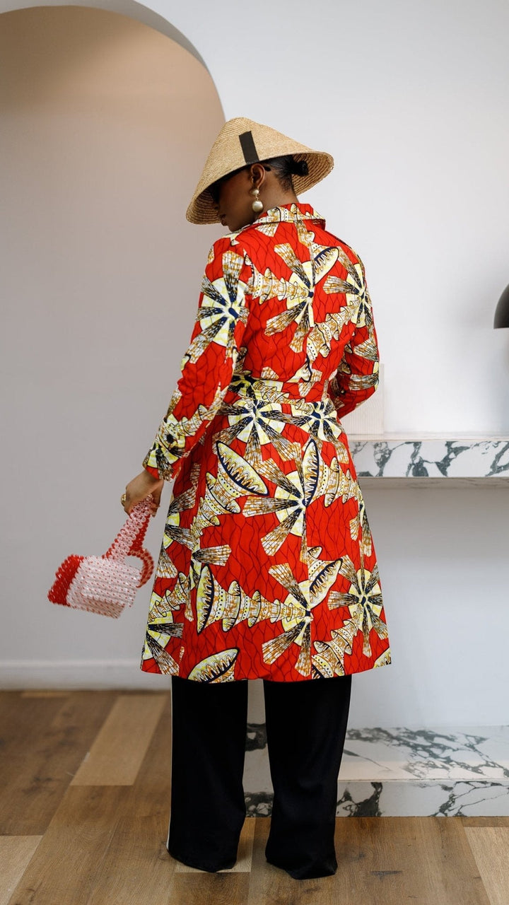 MORAYO AFRICAN PRINT TRENCH COAT DRESS [RED] - Especially Yours