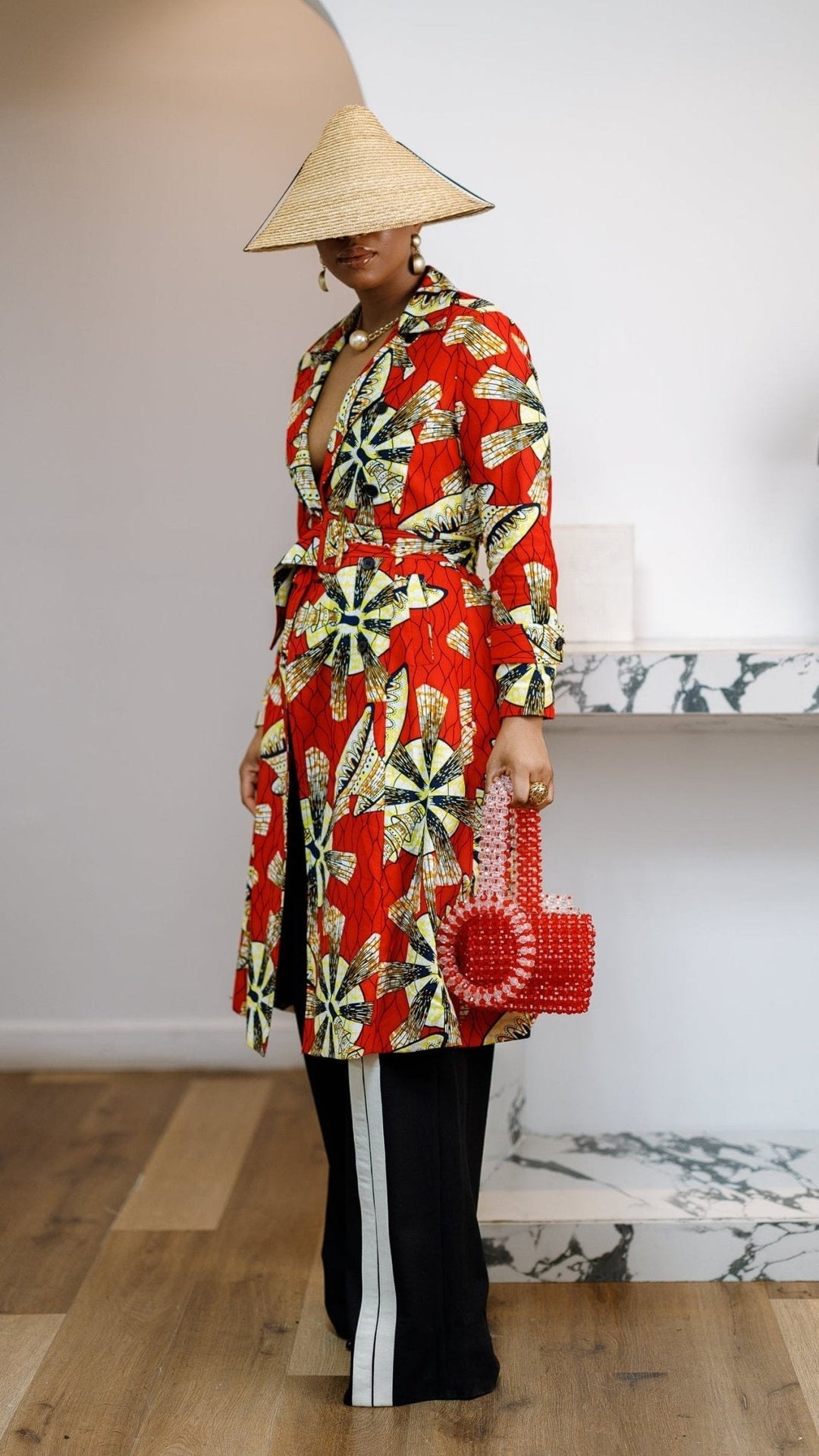 MORAYO AFRICAN PRINT TRENCH COAT DRESS [RED] - Especially Yours
