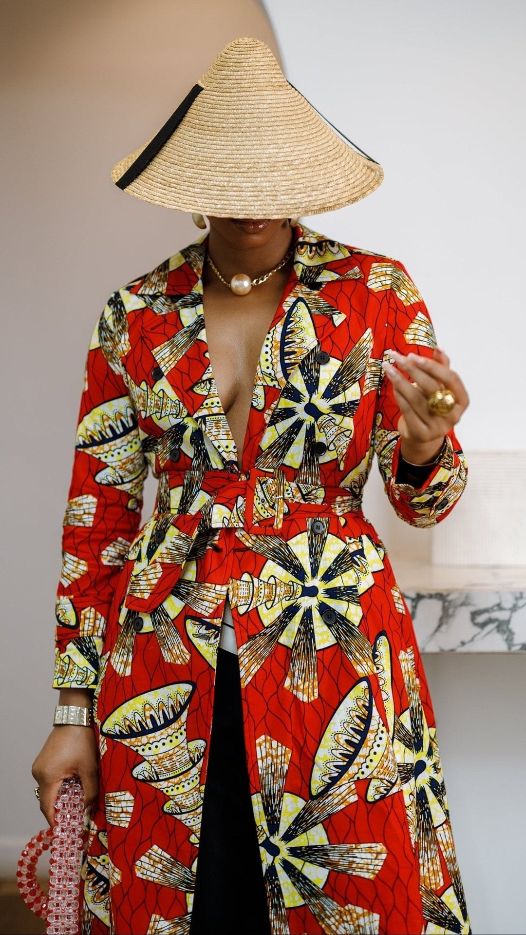 MORAYO AFRICAN PRINT TRENCH COAT DRESS [RED] - Especially Yours