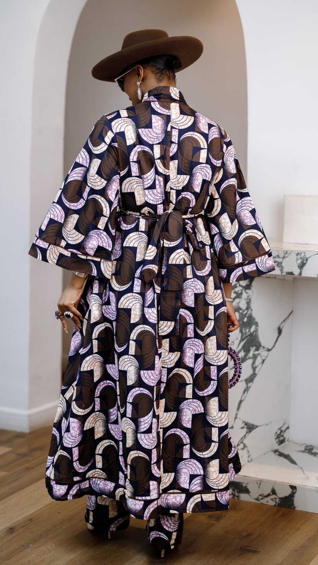 FADE AFRICAN PRINT MAXI KIMONO AND PANTS SET - Especially Yours