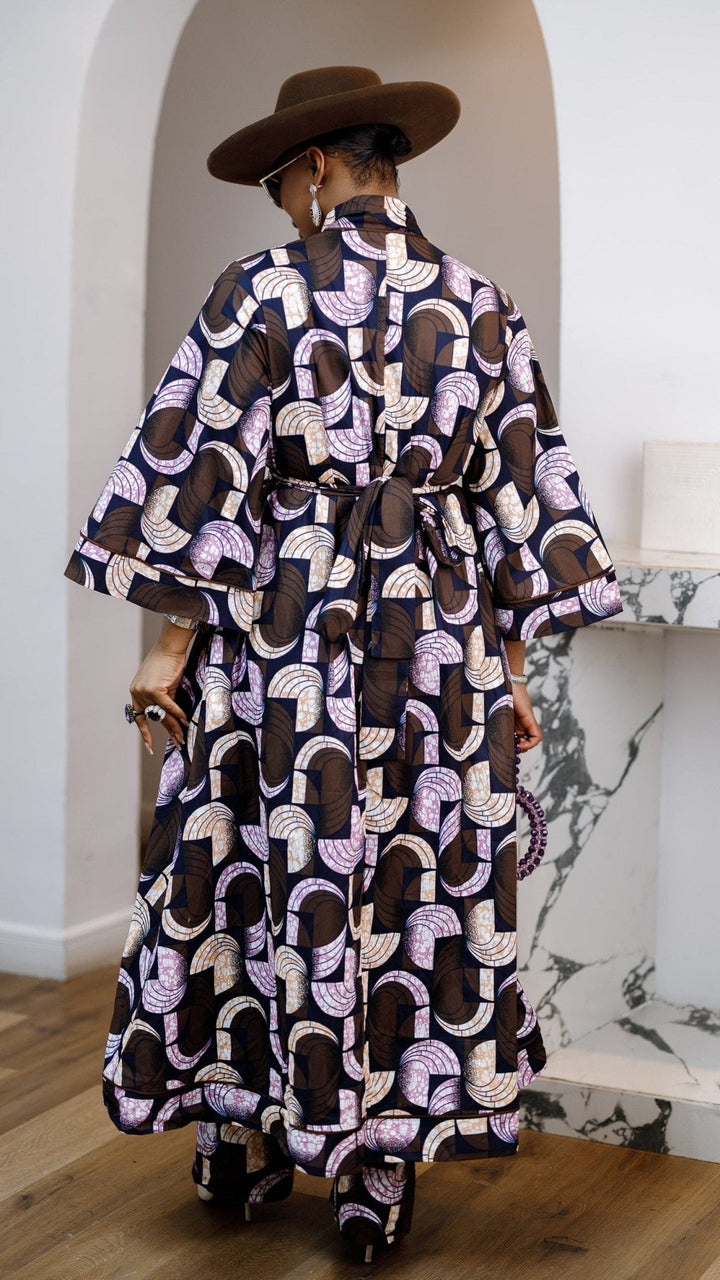 FADE AFRICAN PRINT MAXI KIMONO AND PANTS SET - Especially Yours