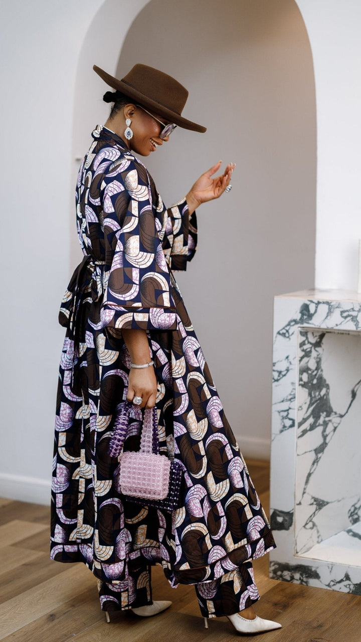 FADE AFRICAN PRINT MAXI KIMONO AND PANTS SET - Especially Yours