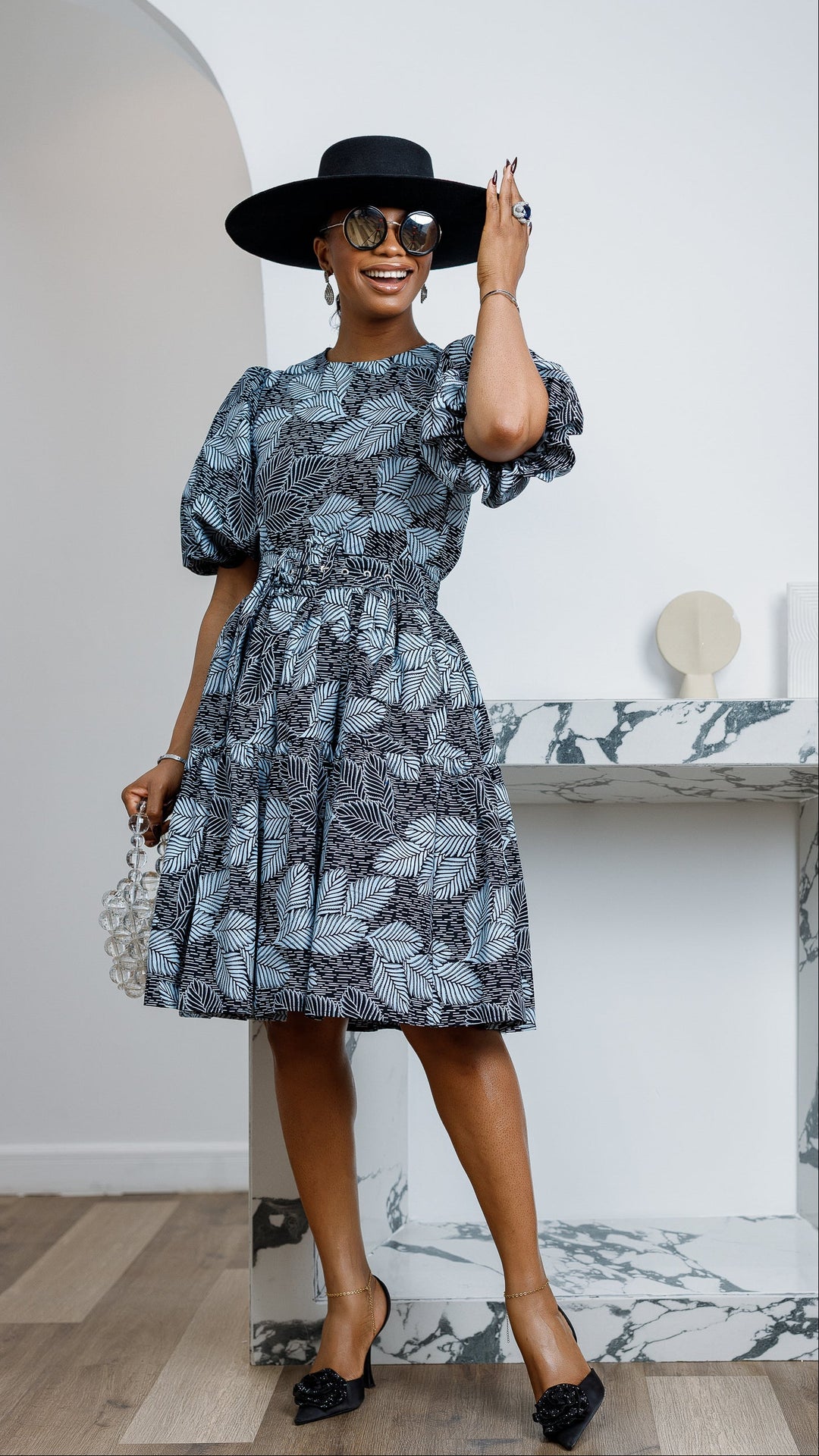 BUNMI AFRICAN PRINT MIDI DRESS----FINAL SALE