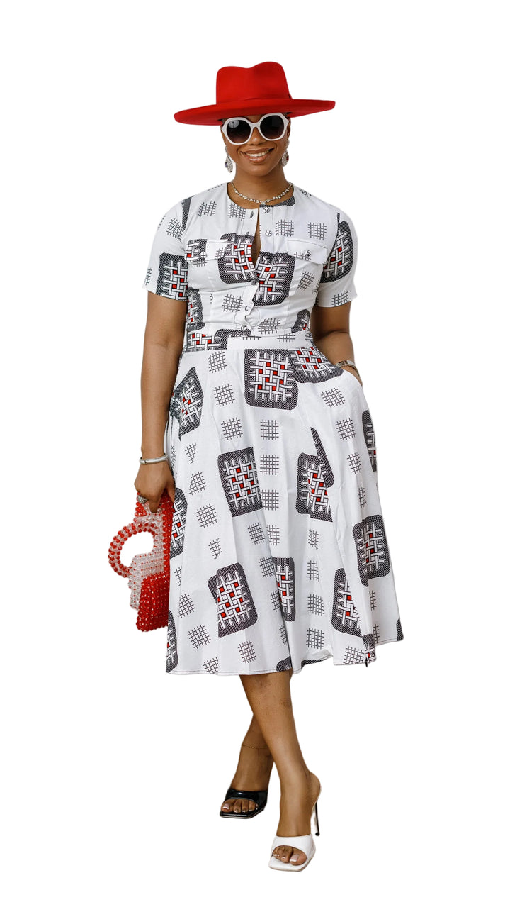AMARA AFRICAN PRINT CROP TOP & MIDI SKIRT SET [WHITE]