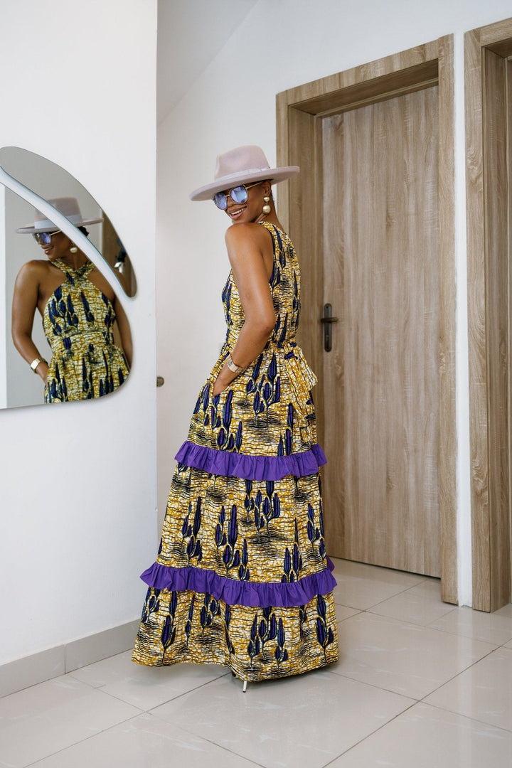 LABI AFRICAN PRINT CRISSCROSS TIERED MAXI DRESS - FINAL SALE - Especially Yours