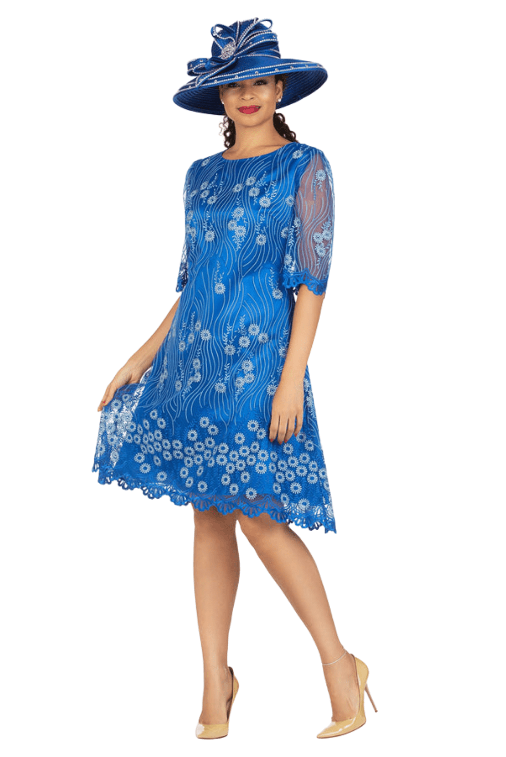 1pc Short Slv Lux Lace A-line Dress - Especially Yours