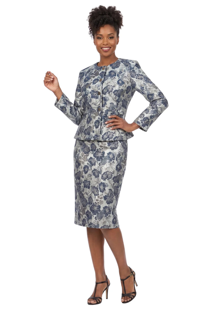 2pc Novelty/Brocade Skirt Suit w/ Metal Buttons