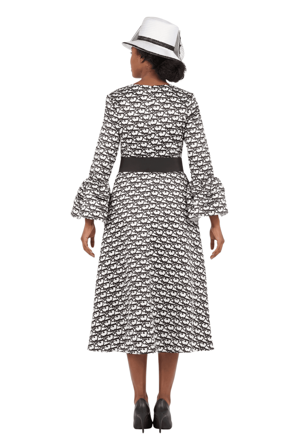 A-line Prt Dress in Silky Twill w/ Belt-Plus - Especially Yours