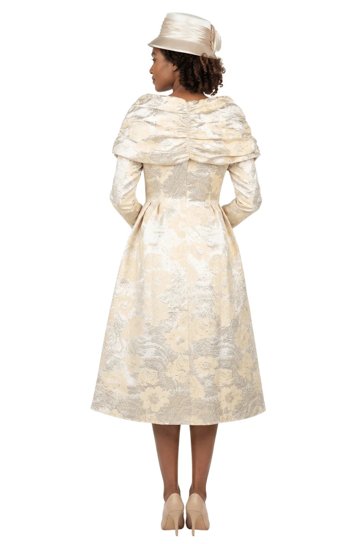 1pc Lux Brocade A-line Dress w/ Cape