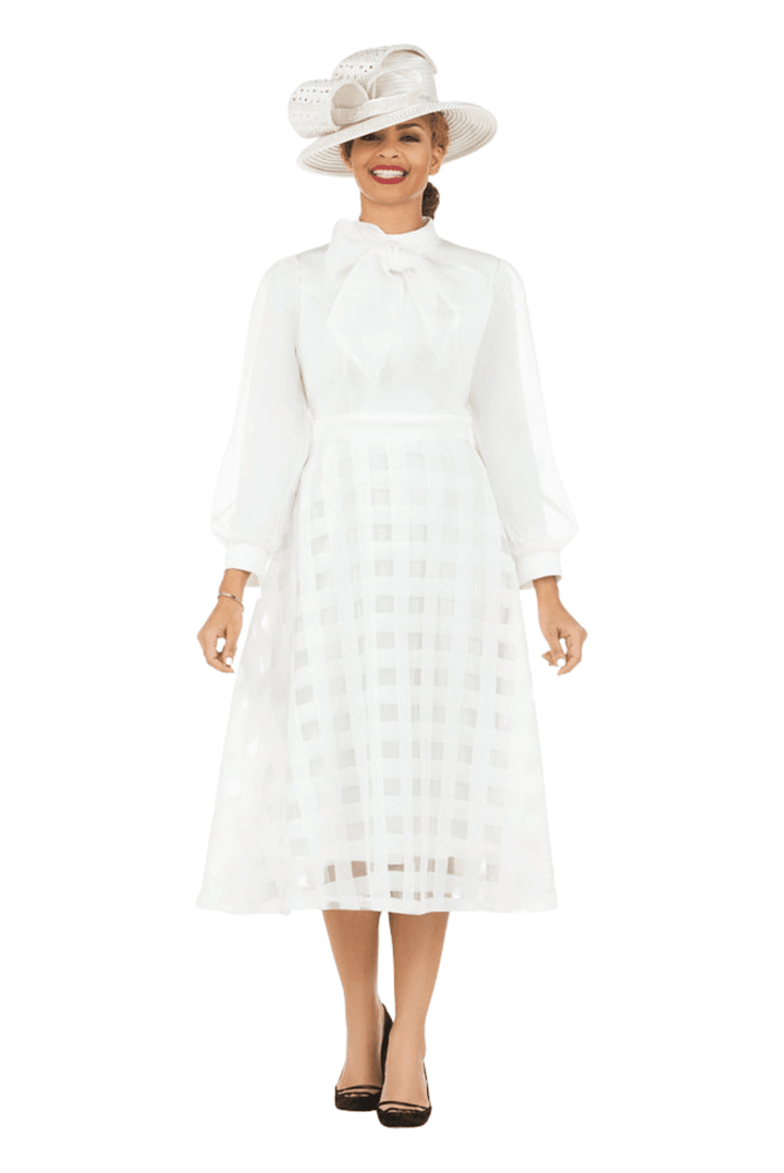 Mock Nk Plaid Organza A-line Drs w/ Bow - Especially Yours