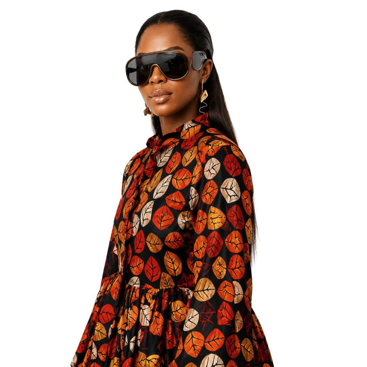 BIBI AFRICAN PRINT TIE NECK PEPLUM TOP [FLORAL] - Especially Yours