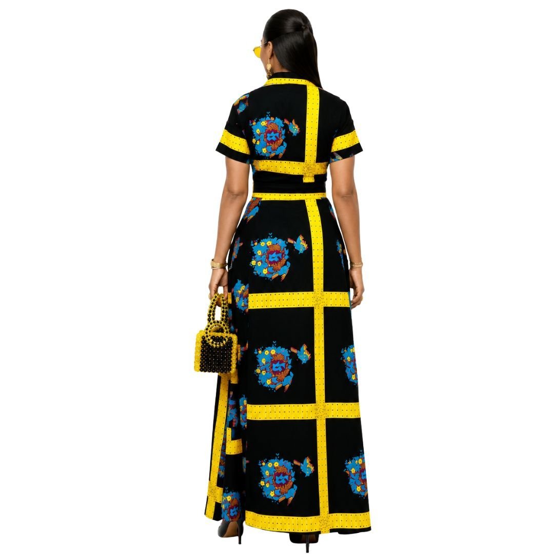 NANNY AFRICAN PRINT MAXI A - LINE SHIRT DRESS - Especially Yours