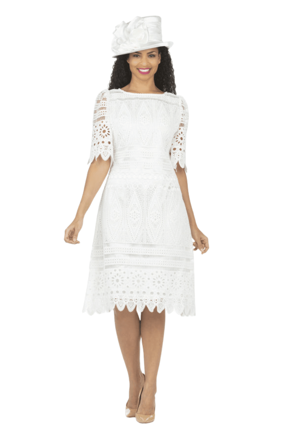 1pc Elbow Length Slv Lux Lace Shift Dress - Especially Yours