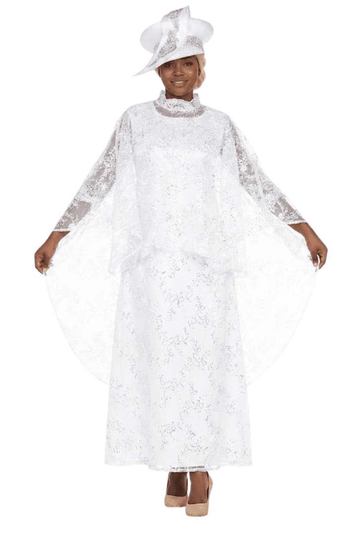 2pc Lux Sequined Lace Drs + Hi - low Cape - Plus - Especially Yours