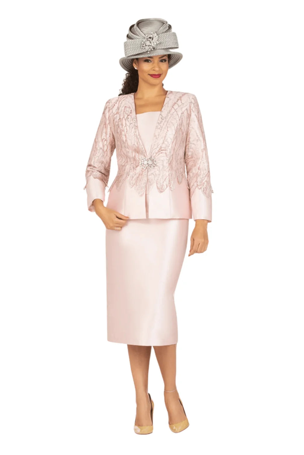 3pc Lux Lace&Sqns Ovrly Skt Suit
