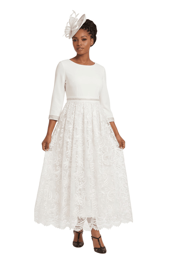 3/4 Slv Maxi Lace Overlay Drs w/ Rstnd Waist&Cuff - Especially Yours