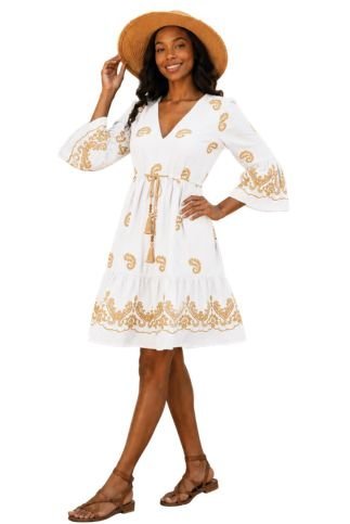 Paisley Embroidered Boho Mini Dress - Especially Yours