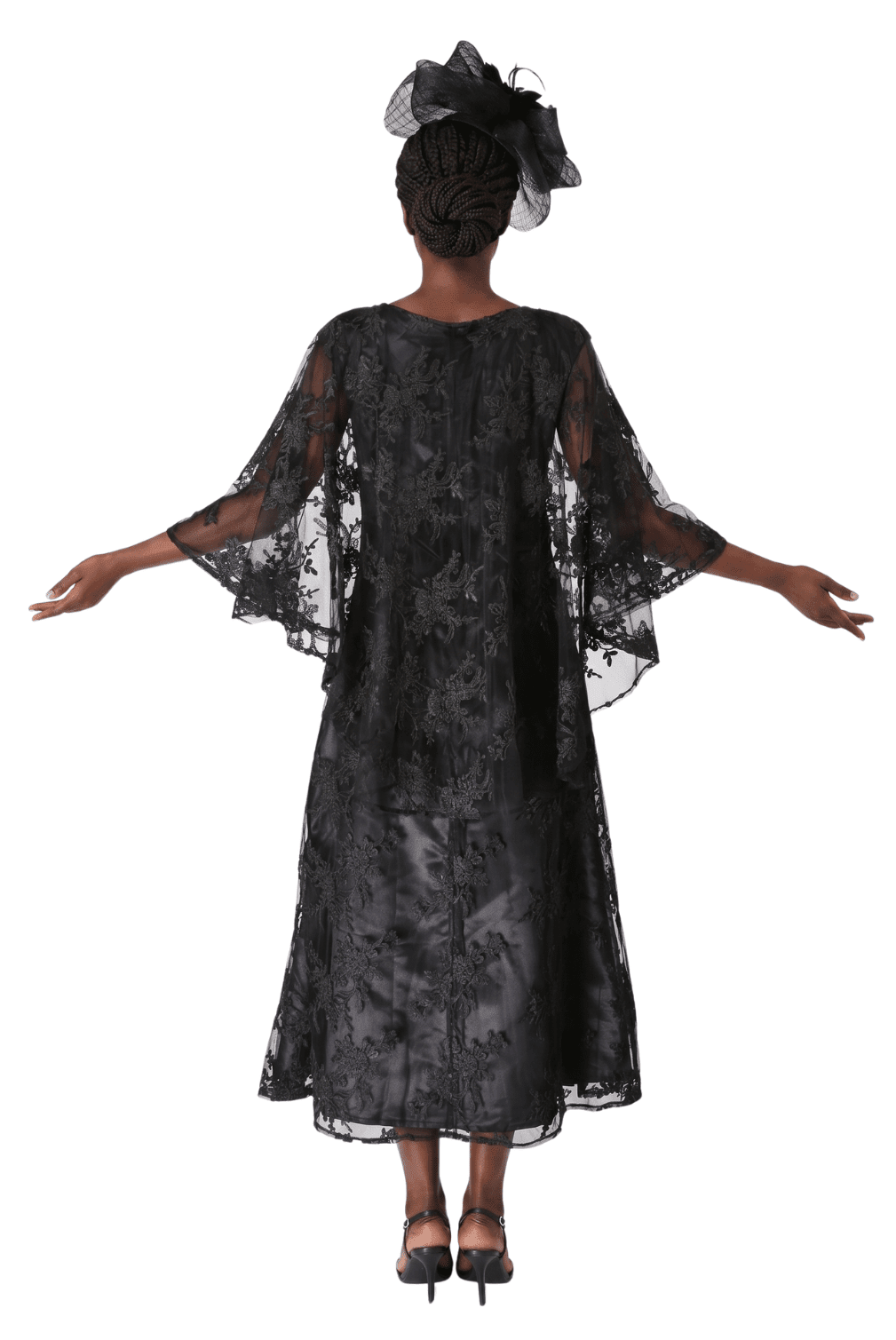 2pc Lace Dress & Hi-Lo Pull Over Lace Cape - Plus size - Especially Yours