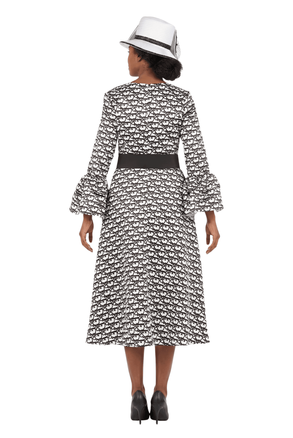 A - line Prt Dress in Silky Twill w/ Belt - Especially Yours