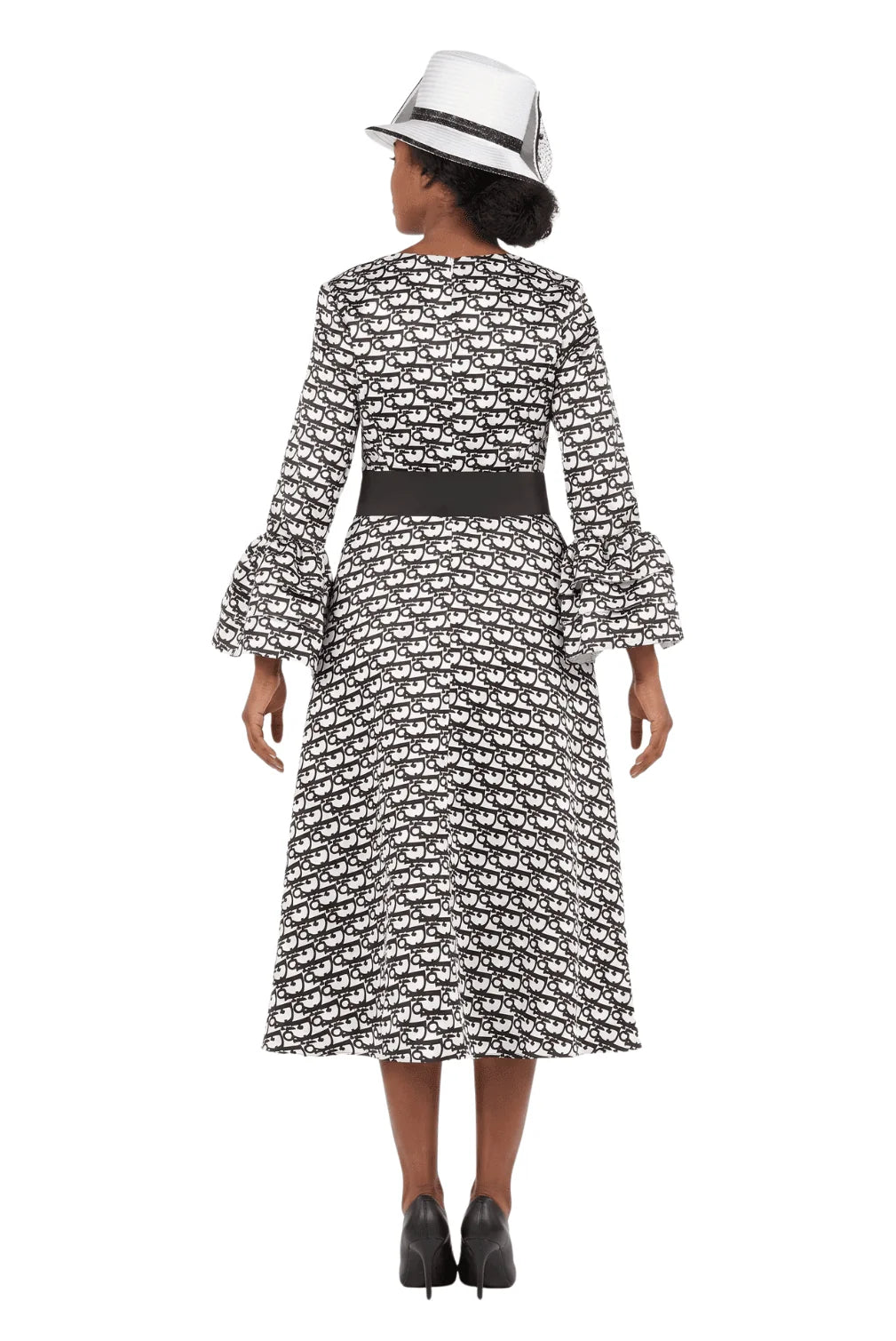 A-line Prt Dress in Silky Twill w/ Belt-Plus