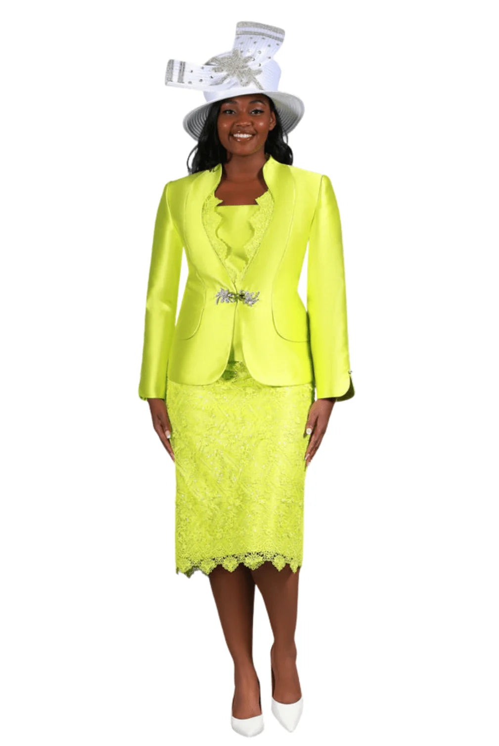 3pc Silky Twill&Lux Lace Combo Skt Suit