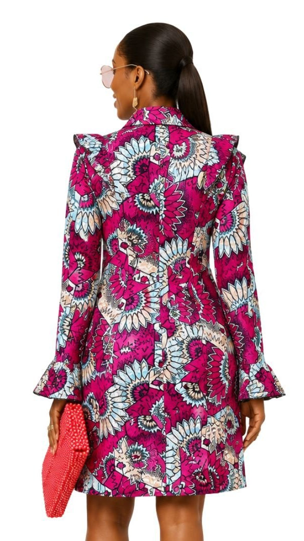 RERE AFRICAN PRINT BUTTON FRONT SHIRT DRESS