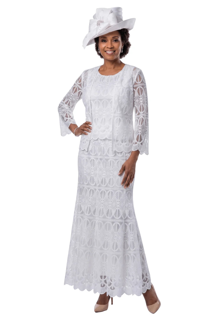3pc Lux Lace Skirt Suit w/ Scallop Hems