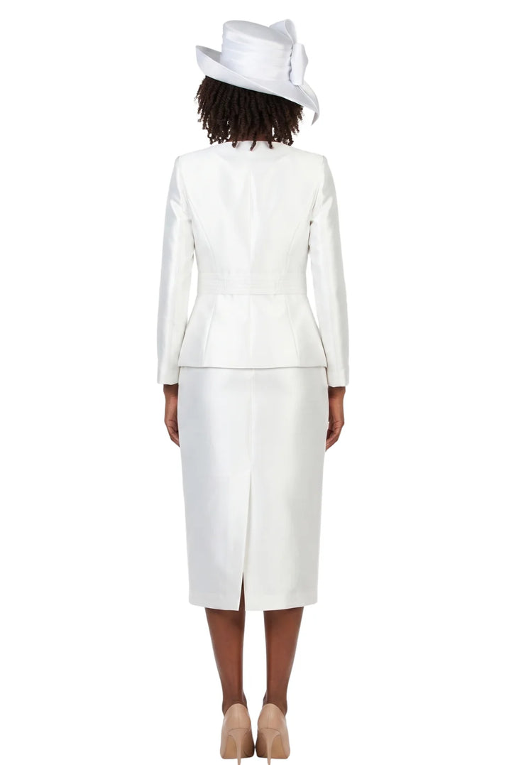 3pc Silky Twill Skirt Suit w/ Gathered Waist-Plus
