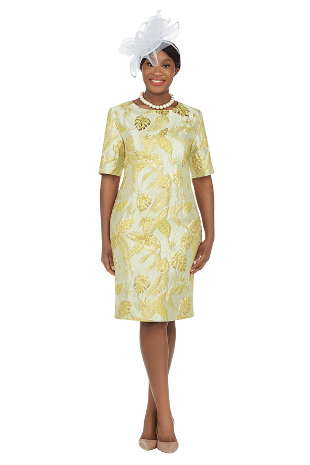 Short Slv Brocade Sheath Dress - Plus - Especially Yours
