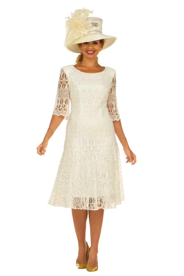 1pc Embroidery Lux Lace Pleated Flare Dress-Plus