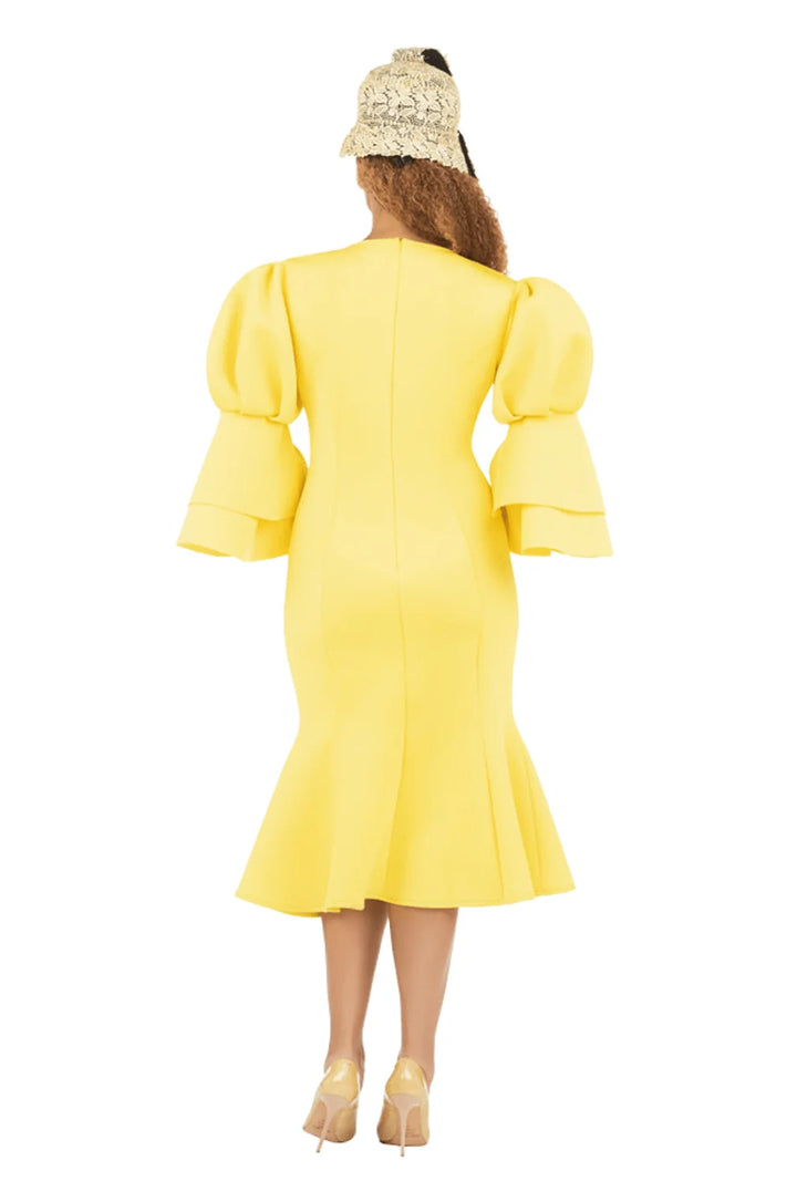 Puff Bell Slv Scuba Dress w/ Mermaid Sweep